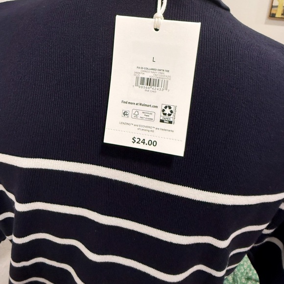 NWT Free Assembly Women's Collared Sweater Tee With Puff Sleeves, Lightweight - Picture 9 of 13